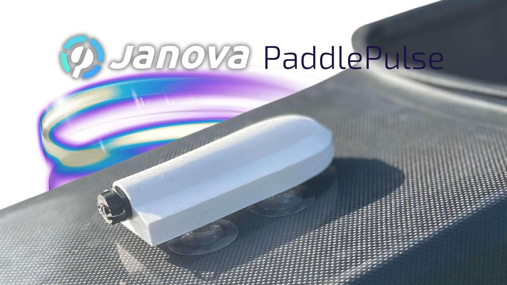 The Janova PaddlePulse on a black flat water sprint kayak.